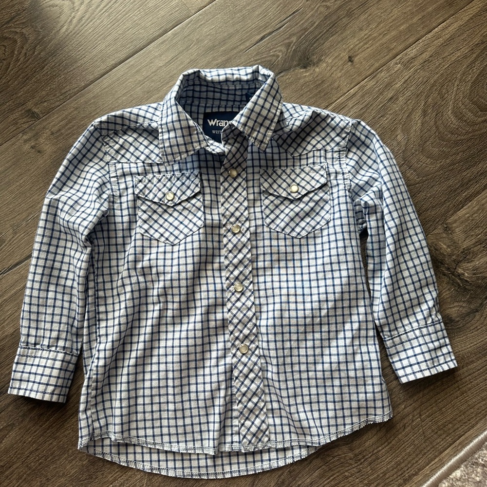 Wrangler Kids White and Blue Checkered Shirt